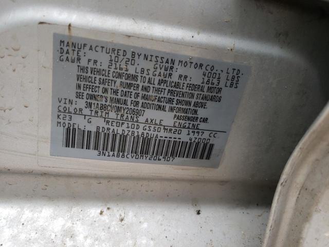 3N1AB8CV0MY206907 - 2021 NISSAN SENTRA SV SILVER photo 13