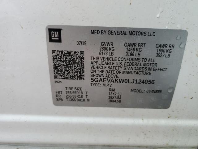 5GAEVAKW0LJ124056 - 2020 BUICK ENCLAVE ESSENCE 白色 照片 13