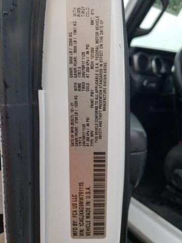 1C4GJXAG9MW791115 - 2021 JEEP WRANGLER SPORT WHITE photo 13