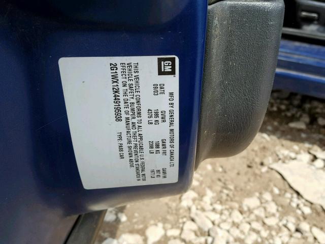 2G1WX12K449195938 - 2004 CHEVROLET MONTE CARLO SS  ფოტო 10