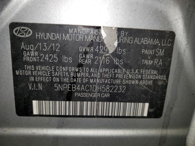 5NPEB4AC1DH582232 - 2013 HYUNDAI SONATA GLS SILVER photo 12