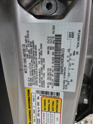 3FA6P0LU4DR386535 - 2013 FORD FUSION SE HYBRID SILVER photo 12