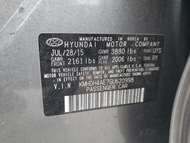 KMHDH4AE7GU620998 - 2016 HYUNDAI ELANTRA SE GRAY photo 12