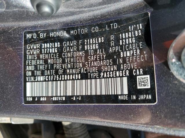 JHMFC1F75JX000496 - 2018 HONDA CIVIC EXL Gümüş foto 12