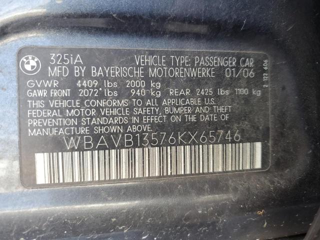 WBAVB13576KX65746 - 2006 BMW 325 I GRAY photo 12