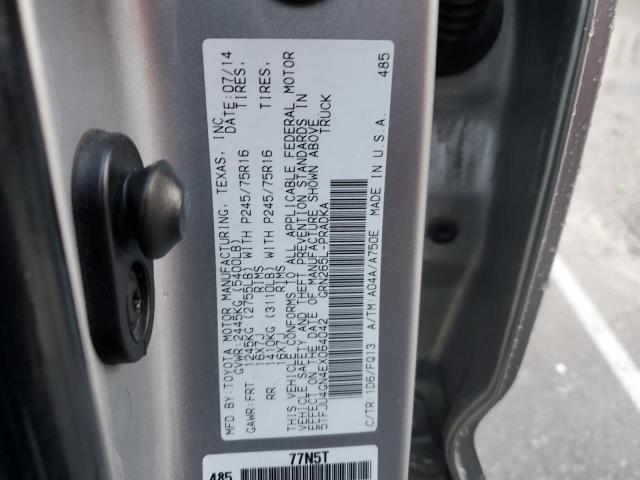 5TFJU4GN4EX064042 - 2014 TOYOTA TACOMA DOUBLE CAB PRERUNNER SILVER photo 12