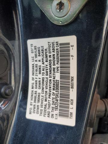 19XZE4F5XLE000022 - 2020 HONDA INSIGHT EX BLUE photo 12