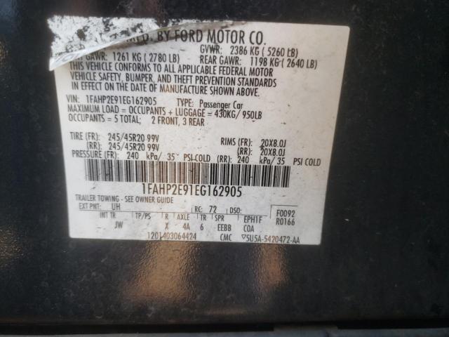 1FAHP2E91EG162905 - 2014 FORD TAURUS SEL BLACK photo 12