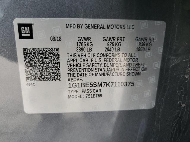 1G1BE5SM7K7110375 - 2019 CHEVROLET CRUZE LT GRAY photo 13