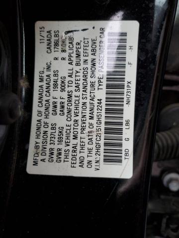 2HGFC2F51GH512244 - 2016 HONDA CIVIC LX BLACK photo 12