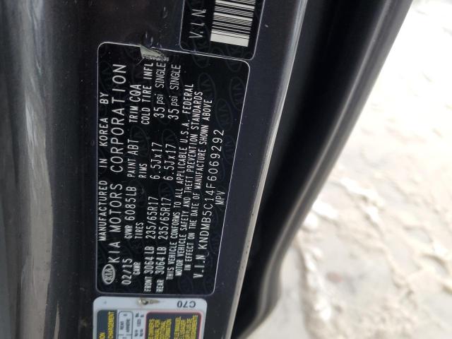 KNDMB5C14F6069292 - 2015 KIA SEDONA LX GRAY photo 13