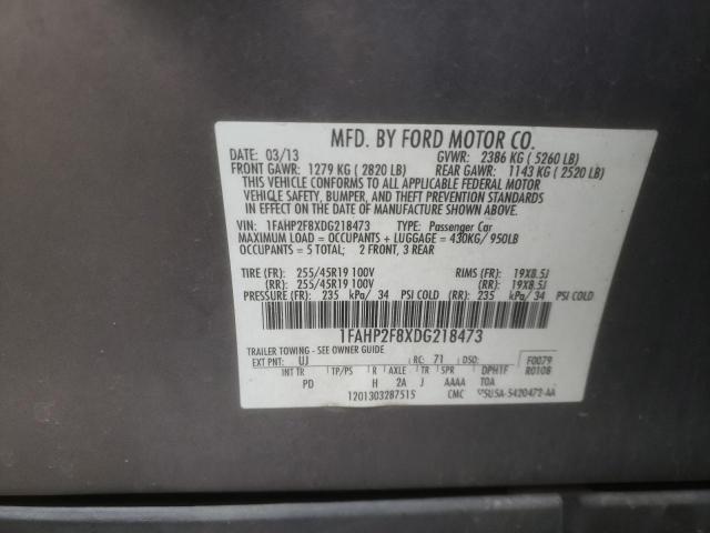 1FAHP2F8XDG218473 - 2013 FORD TAURUS LIMITED GRAY photo 12