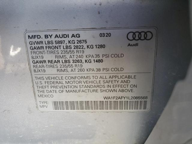 WA1F2AFY1L2085568 - 2020 AUDI Q5 PRESTIGE SILVER photo 14