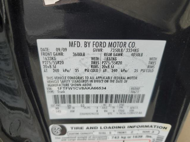 1FTFW1CV8AKA66534 - 2010 FORD F150 SUPERCREW BLACK photo 13