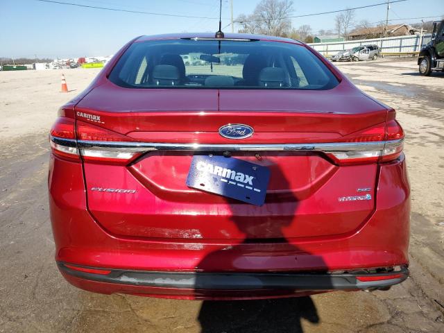 3FA6P0LU0HR386764 - 2017 FORD FUSION SE HYBRID RED photo 6