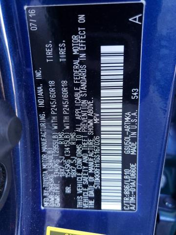5TDKKRFH1GS167026 - 2016 TOYOTA HIGHLANDER XLE BLUE photo 13