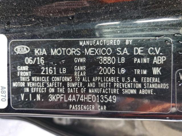 3KPFL4A74HE013549 - 2017 KIA FORTE LX BLACK photo 12