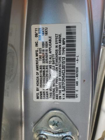 5J6TF2H54CL001513 - 2012 HONDA CROSSTOUR EXL SILVER photo 12