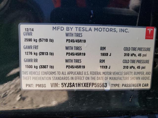 5YJSA1H1XEFP59563 - 2014 TESLA MODEL S 绿色 照片 12