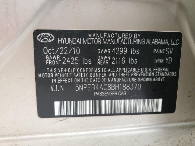 5NPEB4AC8BH188370 - 2011 HYUNDAI SONATA GLS GOLD photo 13