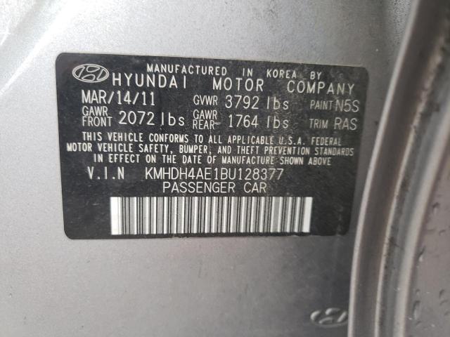 KMHDH4AE1BU128377 - 2011 HYUNDAI ELANTRA GLS GRAY photo 12