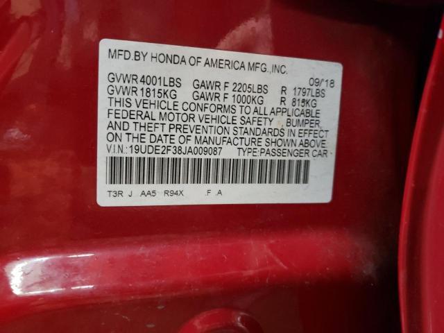 19UDE2F38JA009087 - 2018 ACURA ILX BASE WATCH PLUS RED photo 13