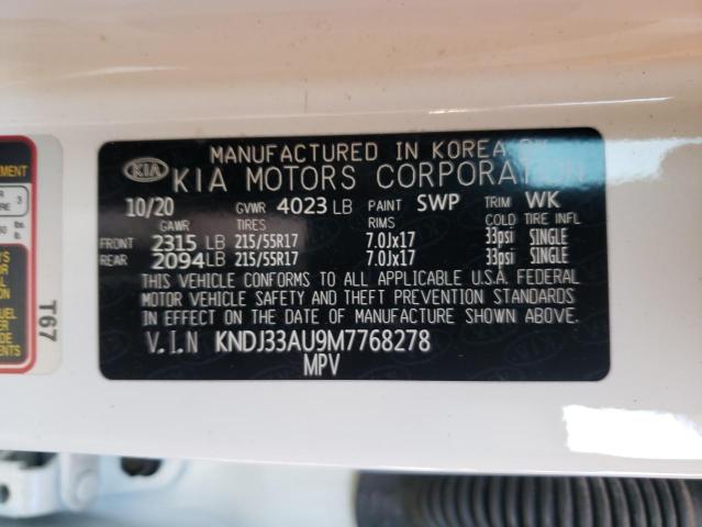 KNDJ33AU9M7768278 - 2021 KIA SOUL EX WHITE photo 13