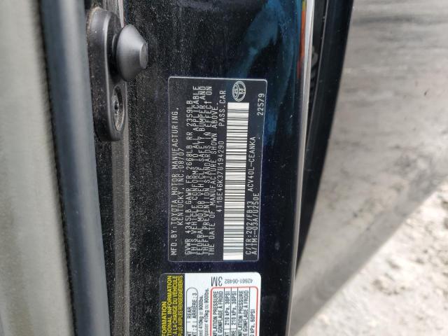 4T1BE46K37U194290 - 2007 TOYOTA CAMRY CE BLACK photo 12