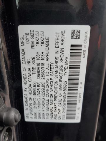 2HKRW1H50JH506962 - 2018 HONDA CR-V EX BLACK photo 13