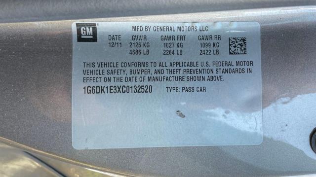 1G6DK1E3XC0132520 - 2012 CADILLAC CTS PERFORMANCE COLLECTION Gold Foto 10