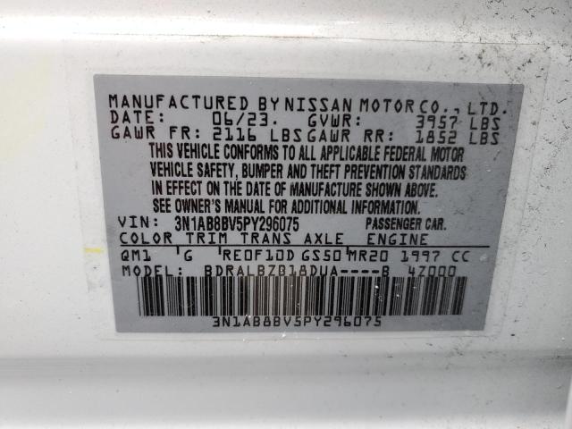 3N1AB8BV5PY296075 - 2023 NISSAN SENTRA S WHITE photo 12