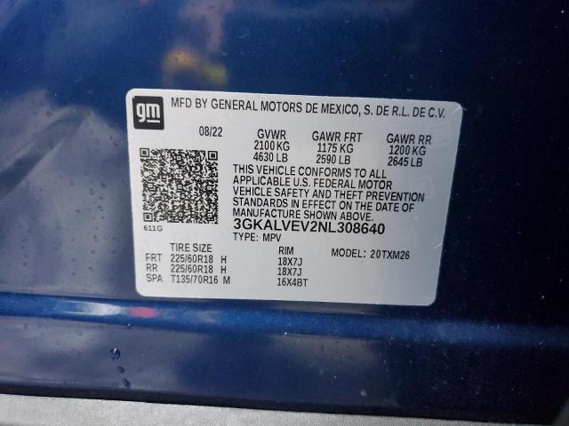 3GKALVEV2NL308640 - 2022 GMC TERRAIN SLT BLUE photo 13