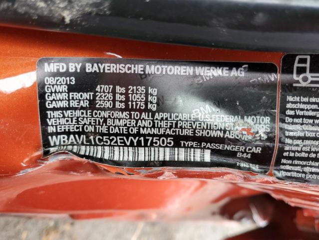 WBAVL1C52EVY17505 - 2014 BMW X1 XDRIVE28I ORANGE photo 12