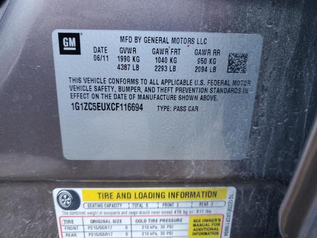 1G1ZC5EUXCF116694 - 2012 CHEVROLET MALIBU 1LT 棕色 照片 12