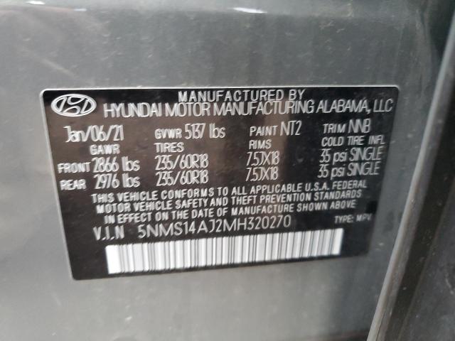 5NMS14AJ2MH320270 - 2021 HYUNDAI SANTA FE SE GRAY photo 13