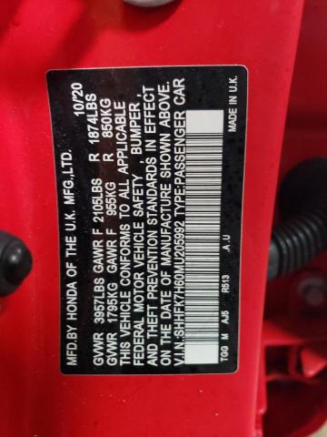 SHHFK7H60MU205992 - 2021 HONDA CIVIC EX RED photo 12