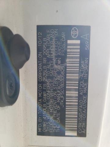 JTKJF5C78D3058251 - 2013 TOYOTA SCION TC 白色 照片 12