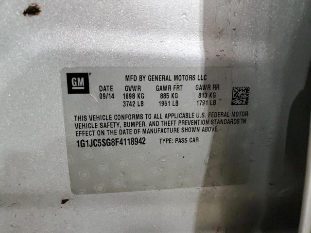 1G1JC5SG8F4118942 - 2015 CHEVROLET SONIC LT SILVER photo 12