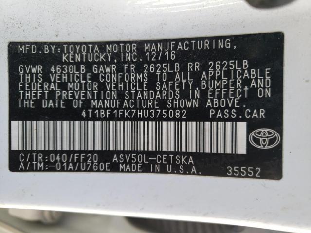 4T1BF1FK7HU375082 - 2017 TOYOTA CAMRY LE WHITE photo 13