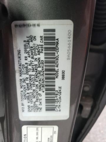 4T1BE32K13U244193 - 2003 TOYOTA CAMRY LE GRAY photo 12