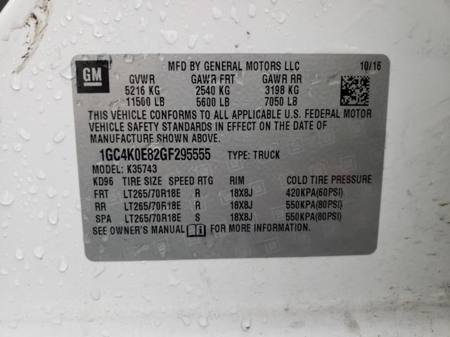 1GC4K0E82GF295555 - 2016 CHEVROLET 3500 K3500 LTZ WHITE photo 12