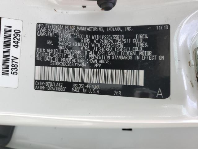 5TDDK3DC9BS015484 - 2011 TOYOTA SIENNA XLE WHITE photo 13