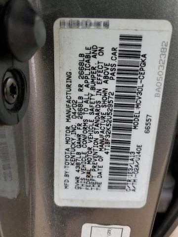 4T1BF32K52U529572 - 2002 TOYOTA CAMRY LE GRAY photo 12