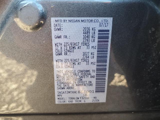 5N1AT2MTXHC866001 - 2017 NISSAN ROGUE S CHARCOAL photo 13