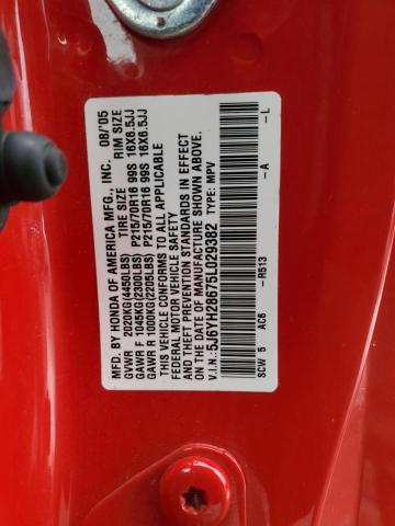 5J6YH28675L029382 - 2005 HONDA ELEMENT EX RED photo 12