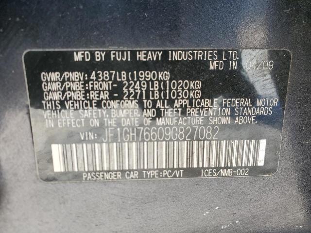 JF1GH76609G827082 - 2009 SUBARU IMPREZA WRX GRAY photo 12