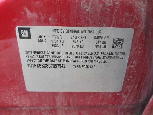 1G1PK5SC8C7357542 - 2012 CHEVROLET CRUZE ECO RED photo 12