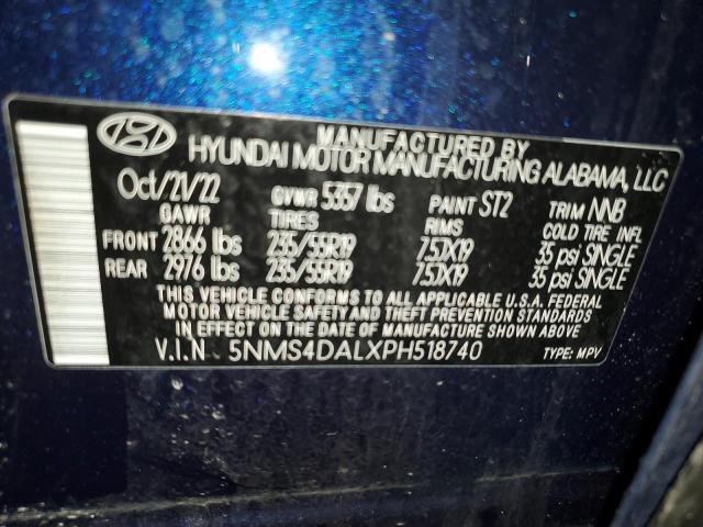 5NMS4DALXPH518740 - 2023 HYUNDAI SANTA FE LIMITED BLUE photo 13