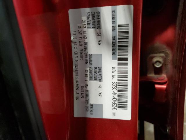 3MZBPADM1KM103223 - 2019 MAZDA 3 PREFERRED RED photo 12