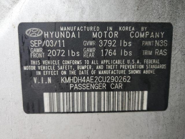 KMHDH4AE2CU290262 - 2012 HYUNDAI ELANTRA GLS SILVER photo 12